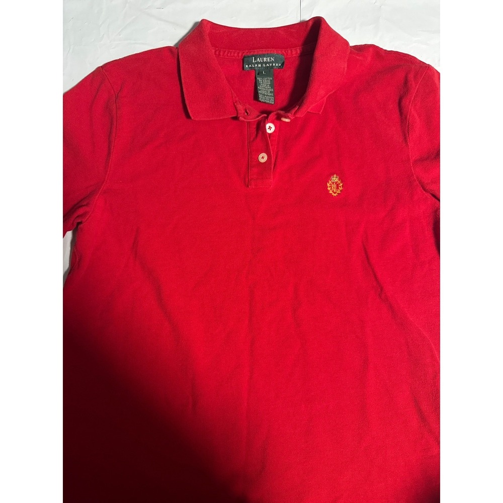 Lauren Ralph Lauren Women's Red Short Sleeve Polo Shirt Crest Logo